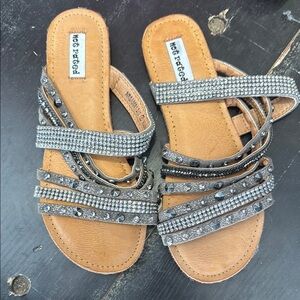 Not Rated Tan and Silver Studded Sandals
